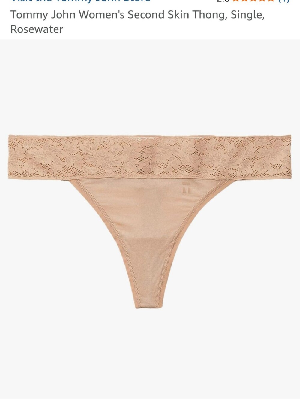 TOMMY JOHN SECOND SKIN LACE WAST THONG IN ROSE WATER /SZ:LARGE